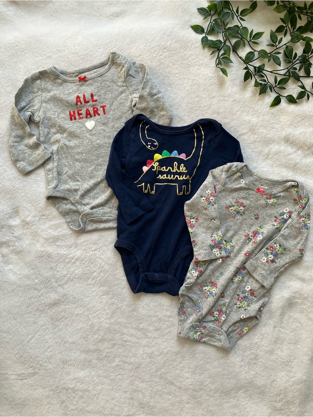 Carter’s Baby Girl Bodysuit Bundle 9M Long Sleeve Cotton Onesies